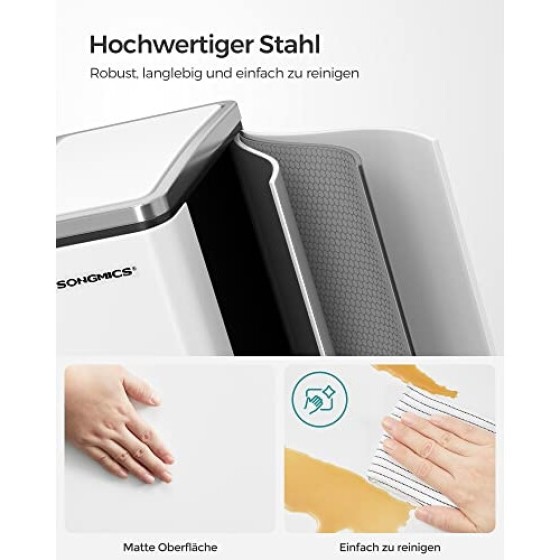 三格緩閉式フットペダル回収ゴミ箱、白色、54L